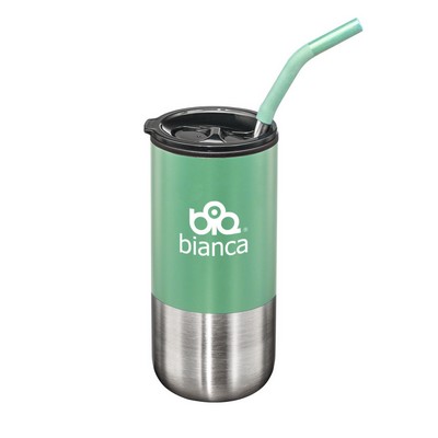 Bondi Double Wall SS Tumbler w/Straw -18oz Teal