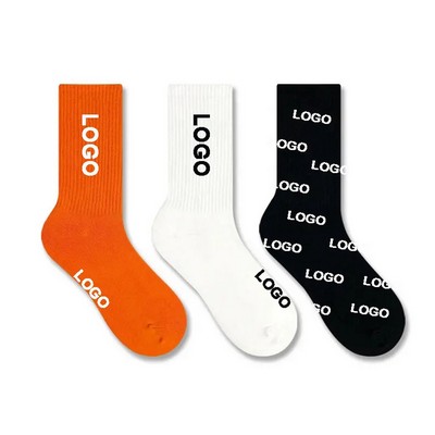 Full Color Jacquard Knit Cotton Crew Socks