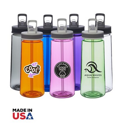 22 Oz. Classic Printed Sports Bottle w/Straw