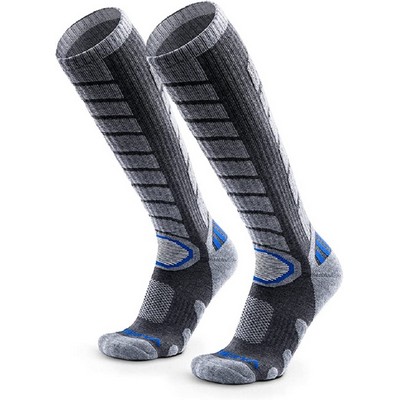 Premium Bamboo Knit Jacquard Athletic Knee High Ski/Snowboard Socks With Full Cushion