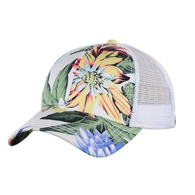 Gray Sublimated 6 Panel Cotton/Mesh Cap