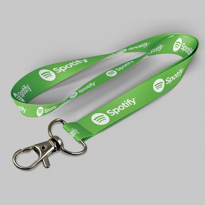 1" Forest Green custom lanyard printed with company logo with Thumb Trigger attachment 1"