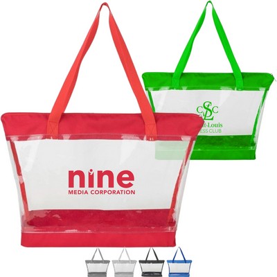 Stadium Compliant Clear Transparent PVC Shoulder Tote Bag (14"x12.6"x4")