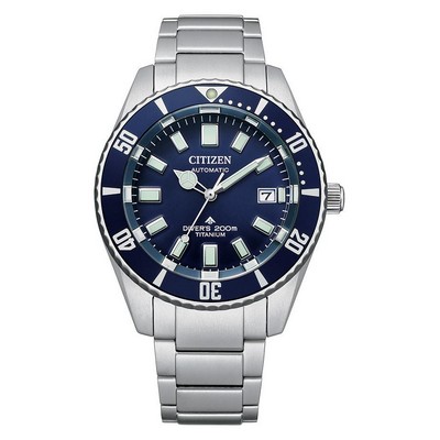 Citizen® Men's Promaster Dive Silver-Tone Automatic Watch w/Blue Dial