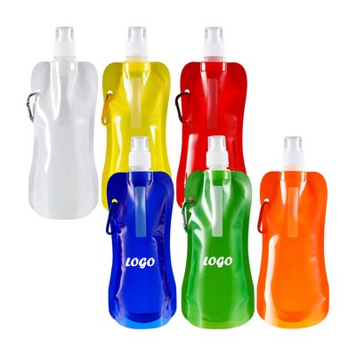 16 Oz Collapsible Reusable Water Bottle with Carabiners