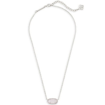 Kendra Scott Elisa Silver Pendant Necklace in Iridescent Drusy