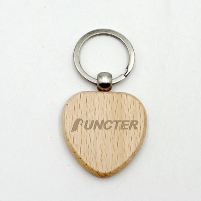 Heart Shape Wooden Key Tag Pet Tag