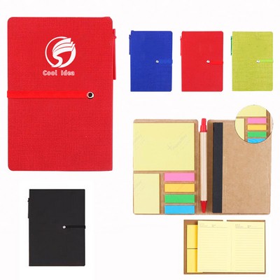 Notebook With Sticky Notes And Pen