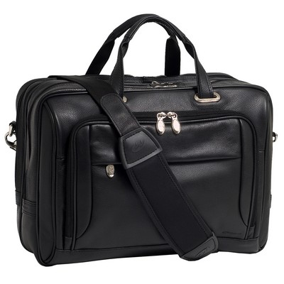 Luxury Line West Loop 17" Leather Expandable Laptop Briefcase Black