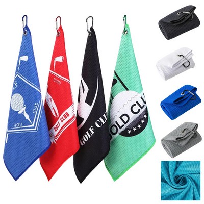 Microfiber Waffle Golf Towel With Buckle Carabiner