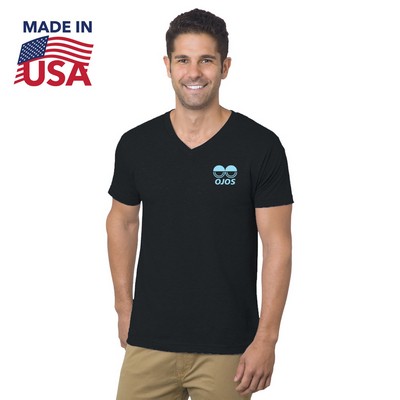 100% USA Made Fine Jersey Crew V-Neck