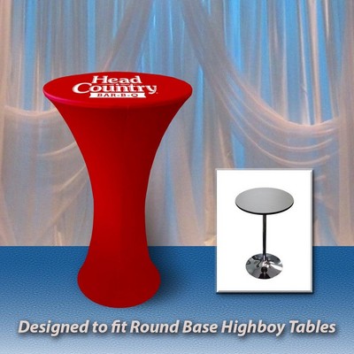 Custom Printed Spandex Stretch Table Cover, For Cocktail Table With Round Base