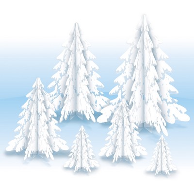 3-D Clear Plastic Winter PineTree Ctrpcs