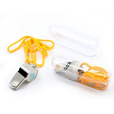 Durable Stainless Steel Whistle with Lanyard for Sports and Safety