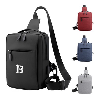 Oxford Waterproof Crossbody Bag With USB Charging Port