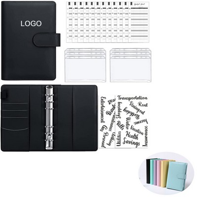 A6 PU Budget Binder with Zipper Envelopes Expense Sheets