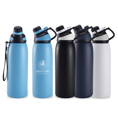 34 Oz. Stainless Steel Vacuum Insulated Water Bottle With Screw-On Magnetic Cap