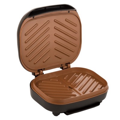 Brentwood 2-Serving Non-Stick 750w Indoor Electric Copper Grill and Panini Press