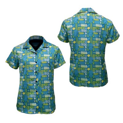 Women's Faux Silk Button Up Short Sleeve Shirt