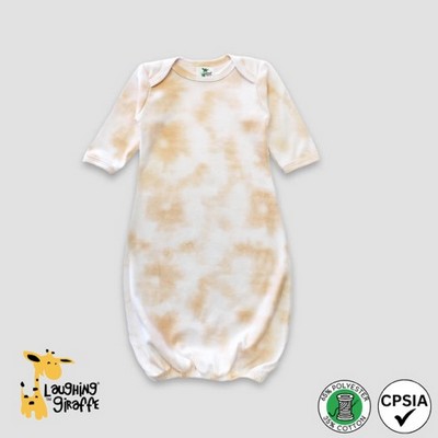 Baby Long Sleeve Sleep Gown w/Mittens Latte 65% Polyester 35% Cotton- Laughing Giraffe®