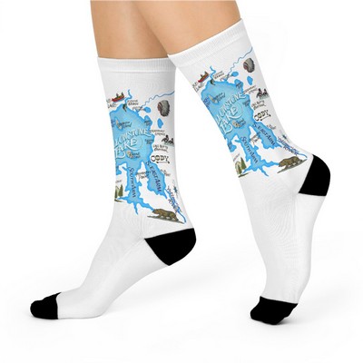 Full Color Dye Sublimated Crew Socks w/Black Toes and Heel