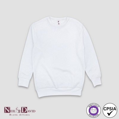 Adult Unisex Fleece Sweatshirt - White - 100% Polyester - Neil & David®