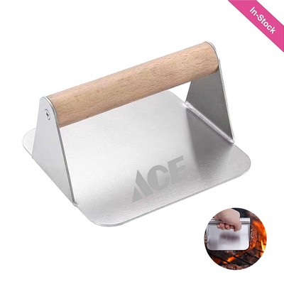 Square Burger Press with Wood Handle 5.5"