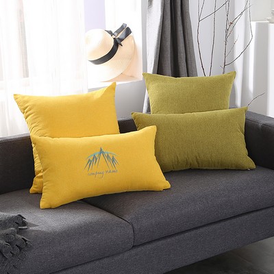 24 x 12 Inch Embroidery Premium Square Linen Throw Pillowcase With Hidden Zipper