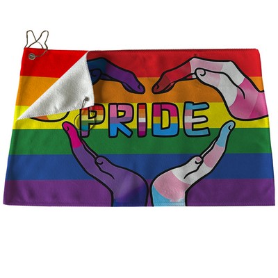 Rainbow/Gay Pride/LGBT Golf Towel w/ Hook