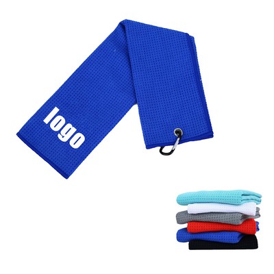 Microfiber Fabric Waffle Pattern Tri-fold Golf Towels