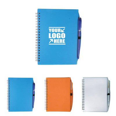 A5 PP Hardcover Spiral Notebook with Pen