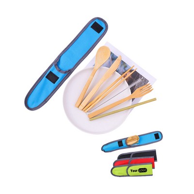 Portable Tableware Set Knife Fork Spoon Straw Chopsticks 7 Piece Outdoor Camping Sets