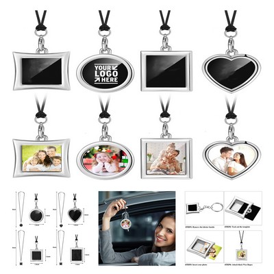 4-Piece Frame Photo Keychain for Car Rearview Mirror