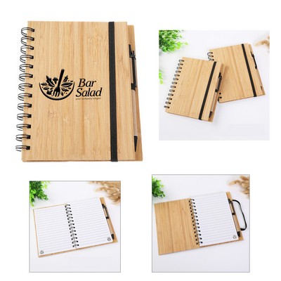 Bamboo Covered Notebook w/Pen