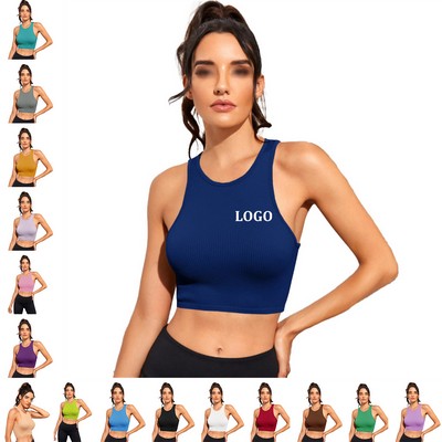 Womens Ribbed Longline Sports Bra