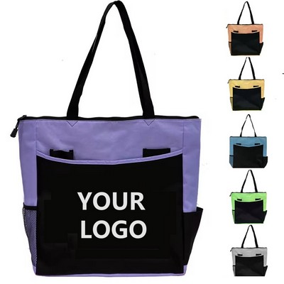 Zippered Shopping Tote Bag