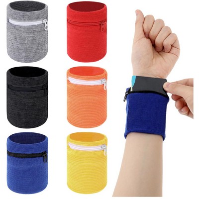 Cotton Wristband with Zipper Pocket