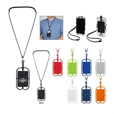 Silicone Lanyard with Phone Holder and Wallet