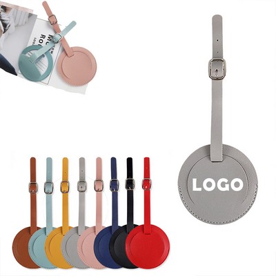 Round Shaped Pu Leather Luggage Tag