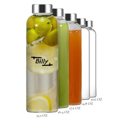 16 Oz Stainless Steel Caps Glass Water Bottles