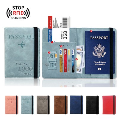 RFID Blocking PU Leather Passport Holder Wallet