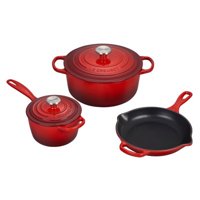 Le Creuset 5Pc Signature Cast Iron Cookware Set Cerise