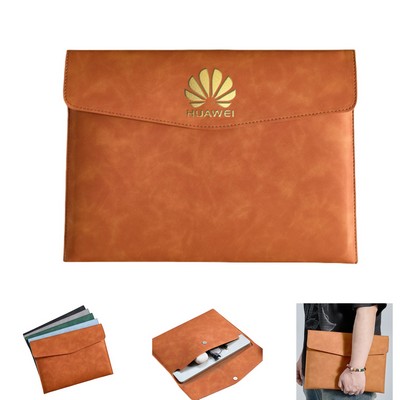 Waterproof PU Leather A4 File Folder Laptop Sleeve Pouch