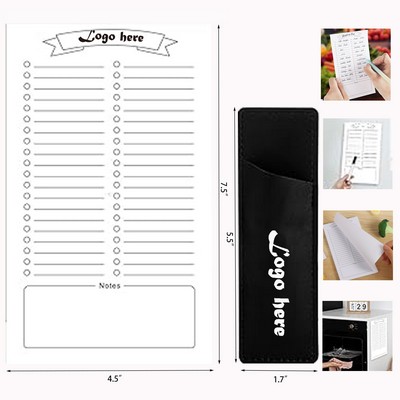 60 Sheets Magnetic Note Pad Grocery List Magnet Pad for Fridge with Pen Holder