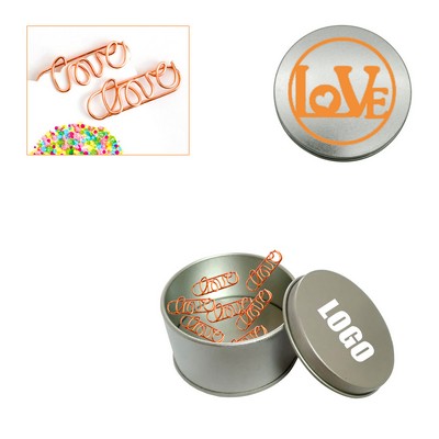 Love Text Paper Clips with Tin Box