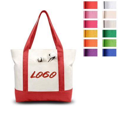 12Oz Fashion Two Tone Cotton Canvas Tote Bag