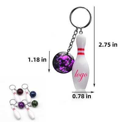 Novelty Bowling Ball & Pin Pendant Keychain