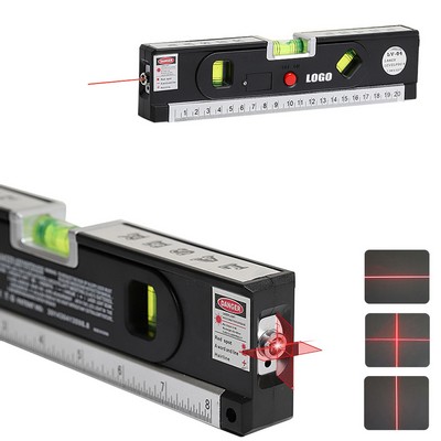 Multi Laser Tape Ruler Measurer with Triple-Positioned Leveling Bubble