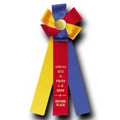 Custom Petal Rosette Ribbon w/ 3 Streamers (6"x16")