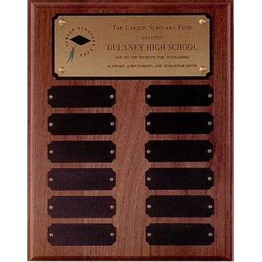 Standard Solid Walnut Perpetual Plaque w/ 12 Plates (9"x12")